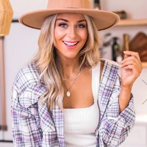 READY OR NOT IVORY/BLUE/PINK PLAID BUTTON UP SHACKET FINAL SALE